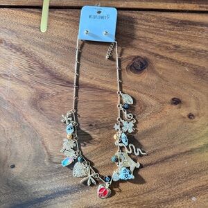 Wildflowers Gold Necklace with Colorful Charms